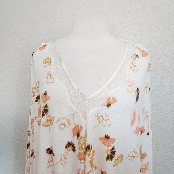 Free People White Floral Crop Racerback Tank Size 6 - Picture 2 of 13
